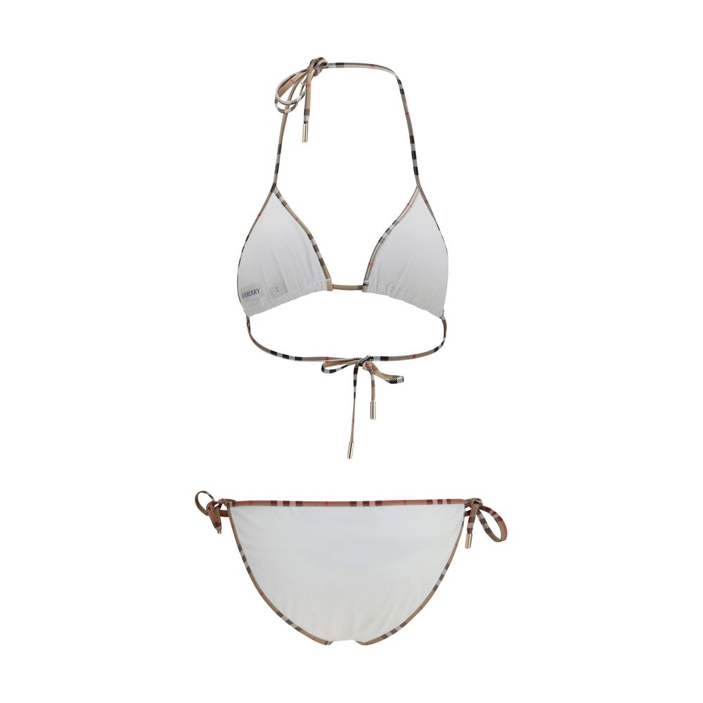 Burberry White Check Detail Triangle Bikini