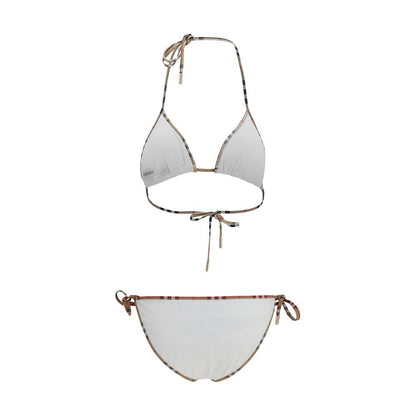 Burberry White Check Detail Triangle Bikini