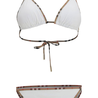 Burberry White Check Detail Triangle Bikini