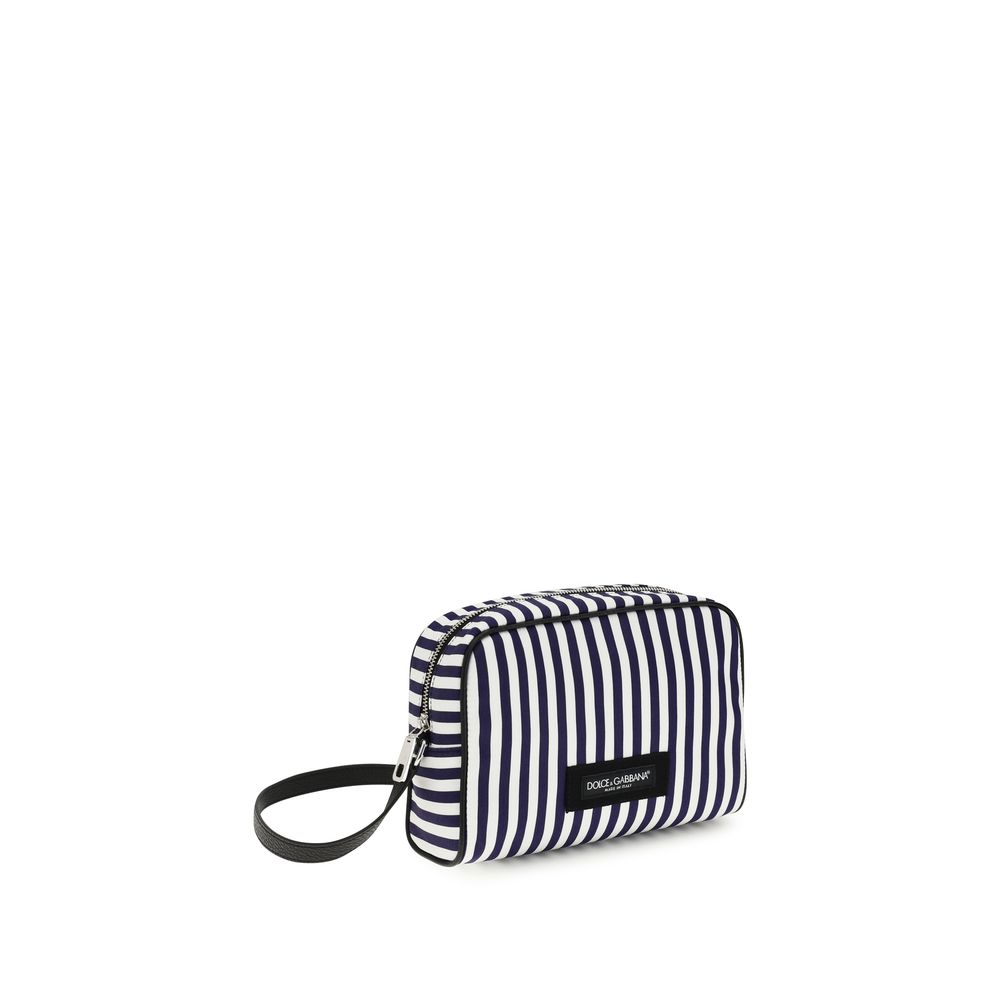 Dolce & Gabbana Navy & White Striped Washbag