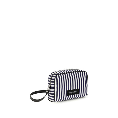 Dolce & Gabbana Navy & White Striped Washbag