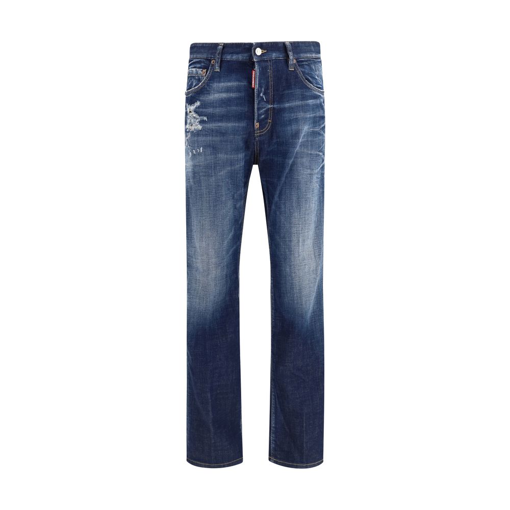 Dsquared2 Blue Cotton Ripped Jeans