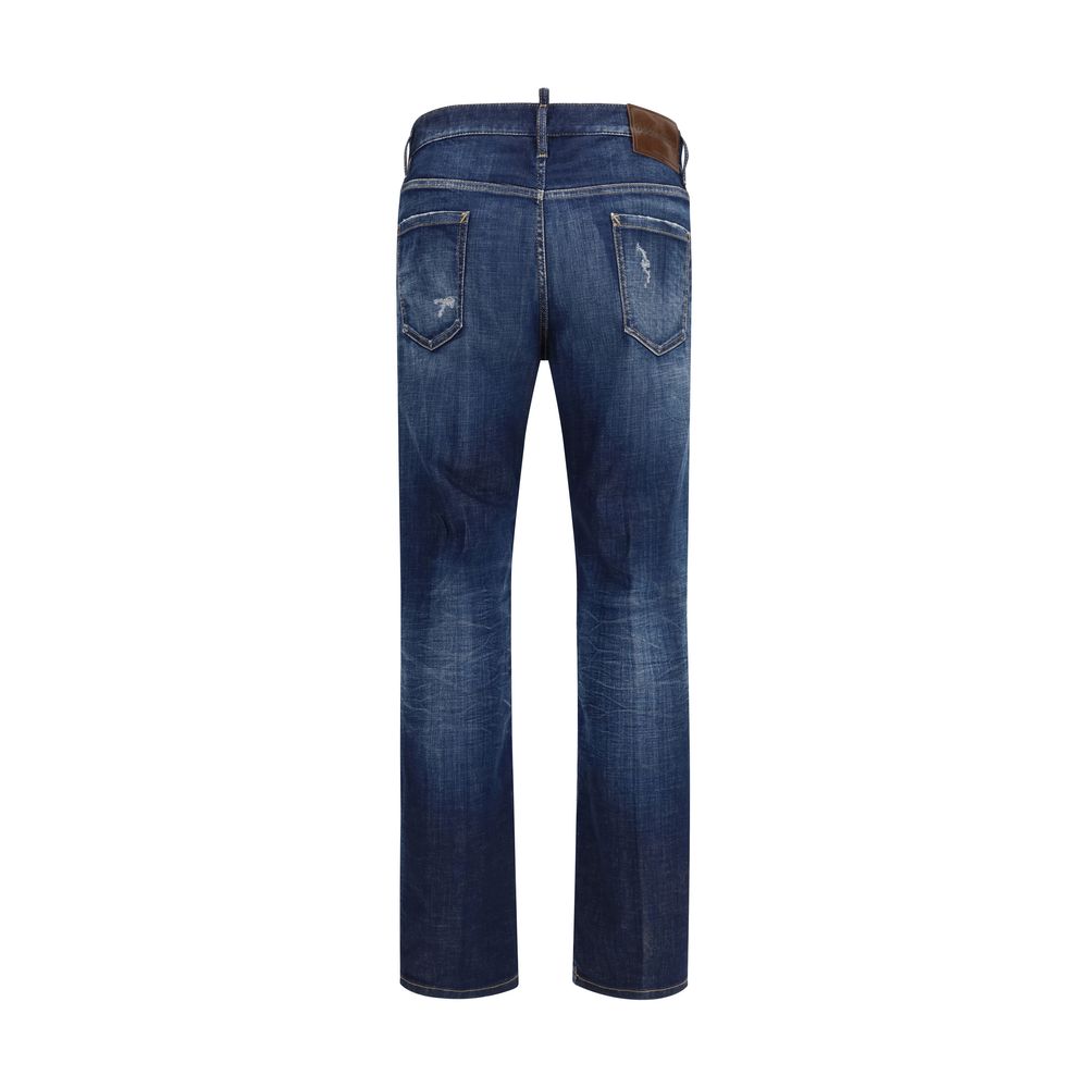 Dsquared2 Blue Cotton Ripped Jeans