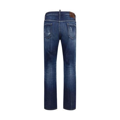 Dsquared2 Blue Cotton Ripped Jeans