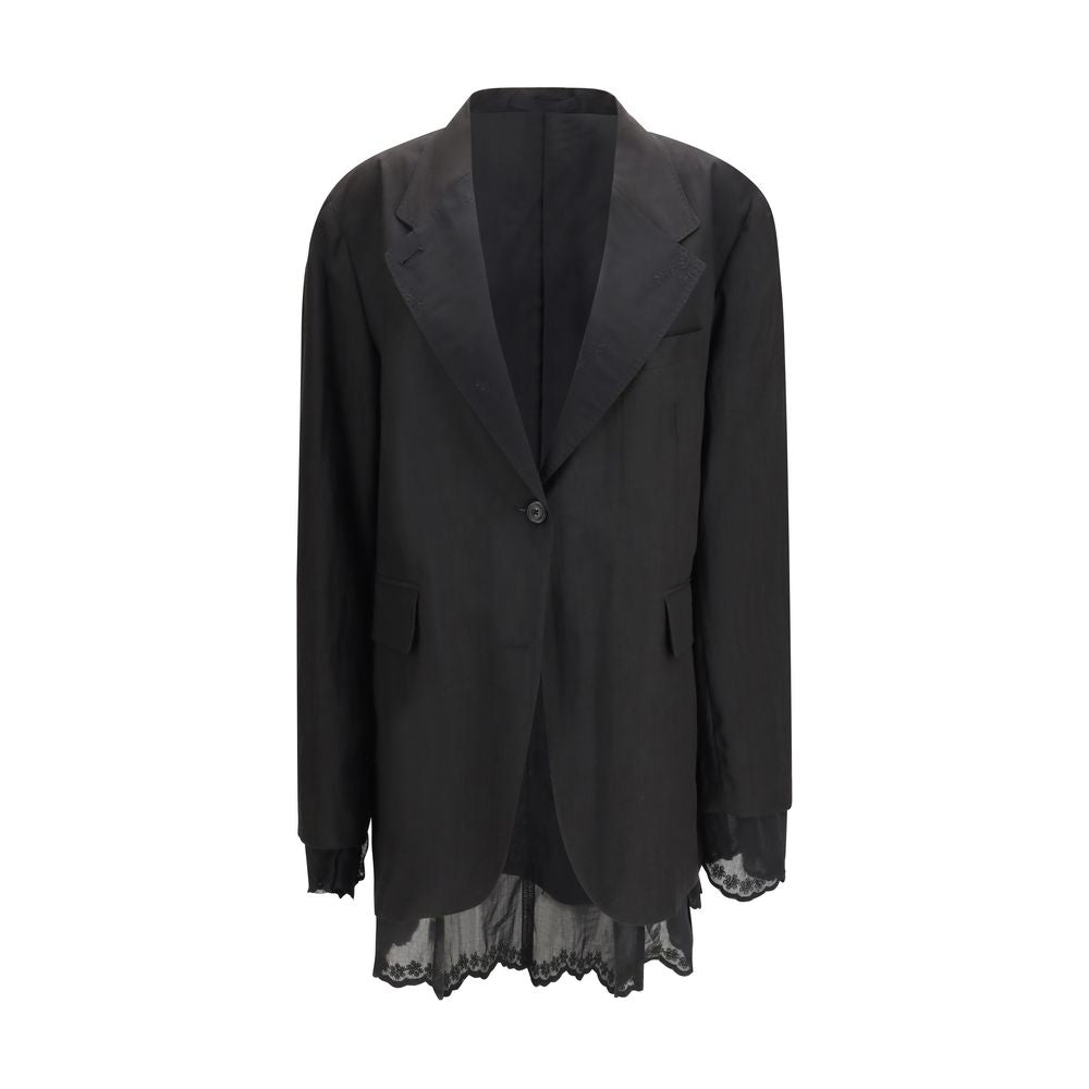 Our Legacy Black Linen Blazer - Reversible Drip Design