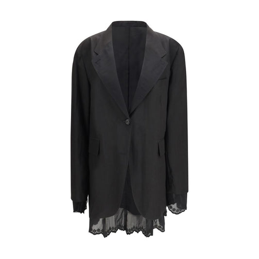 Our Legacy Black Linen Blazer - Reversible Drip Design