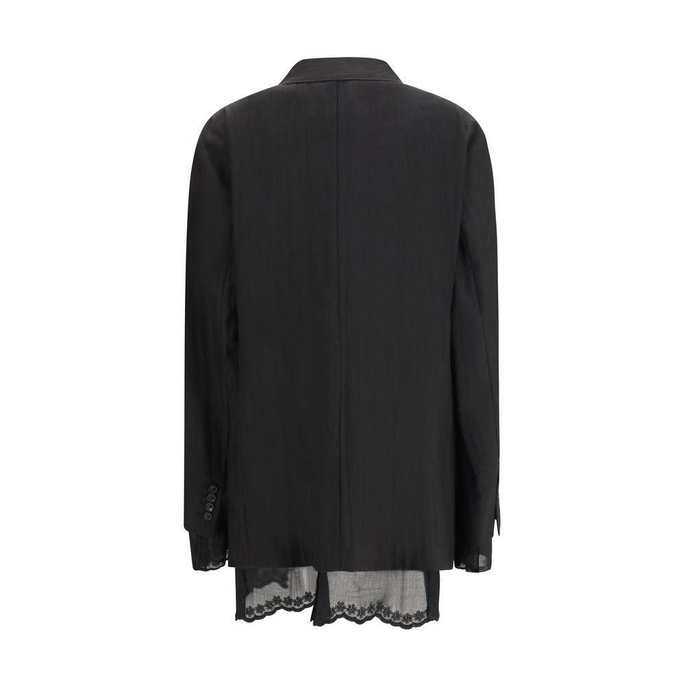 Our Legacy Black Linen Blazer - Reversible Drip Design