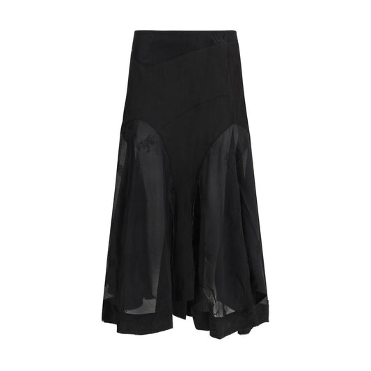 Our Legacy Black Lyocell Long Skirt - Petti Skirt Noir Bloom Ethereal Veil