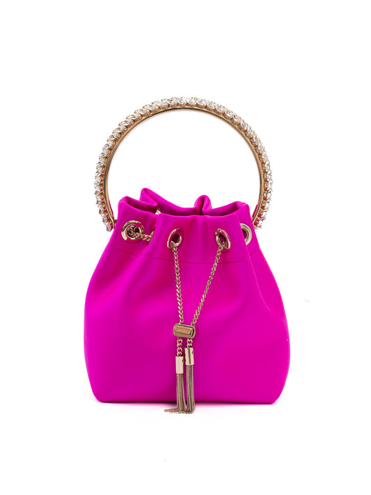 Jimmy Choo Fuchsia Bon Bon Satin Bucket Bag