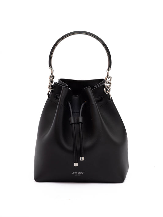 Jimmy Choo Black Bon Bon Leather Bucket Bag