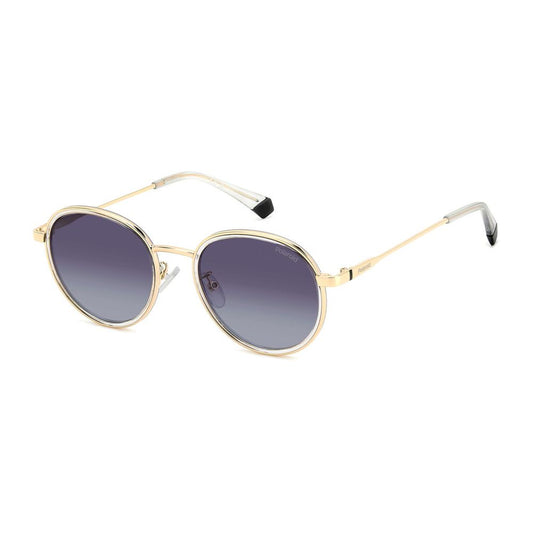 Polaroid Unisex Sunglasses – Gold Round Frame, Grey Polarized Lenses