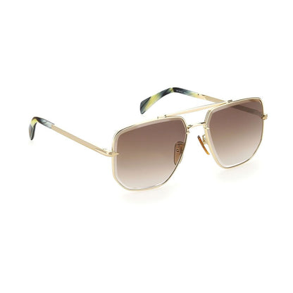 David Beckham Gold Metal Sunglasses – Stylish Rectangle Frame with Brown Gradient Lenses