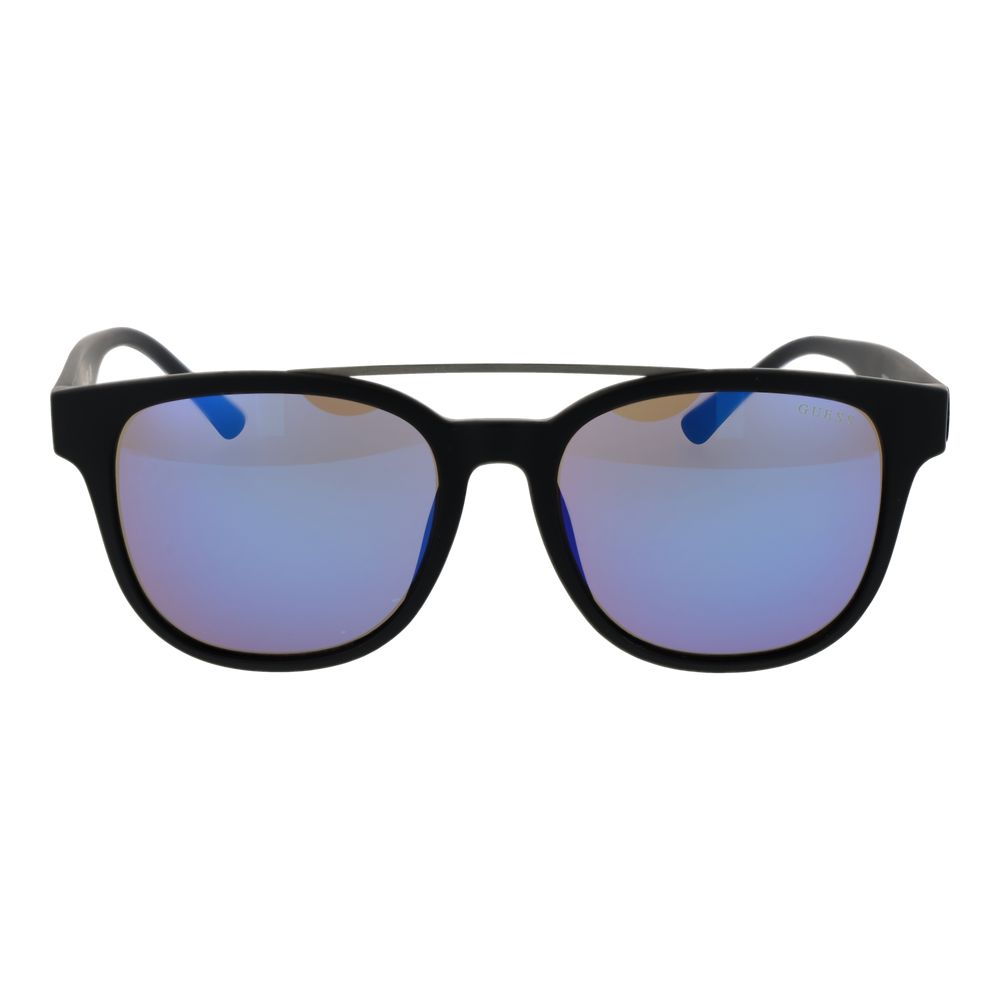 Guess Men’s Sunglasses – Black Square Frame, Blue Lenses