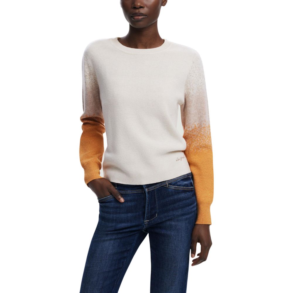 Desigual Beige Viscose Sweatshirt - Embrace Effortless Elegance