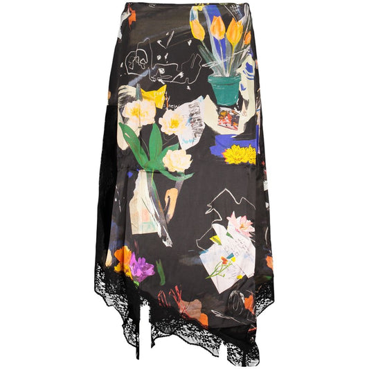 Desigual Black Polyamide Long Skirt - Bold, Artistic Style