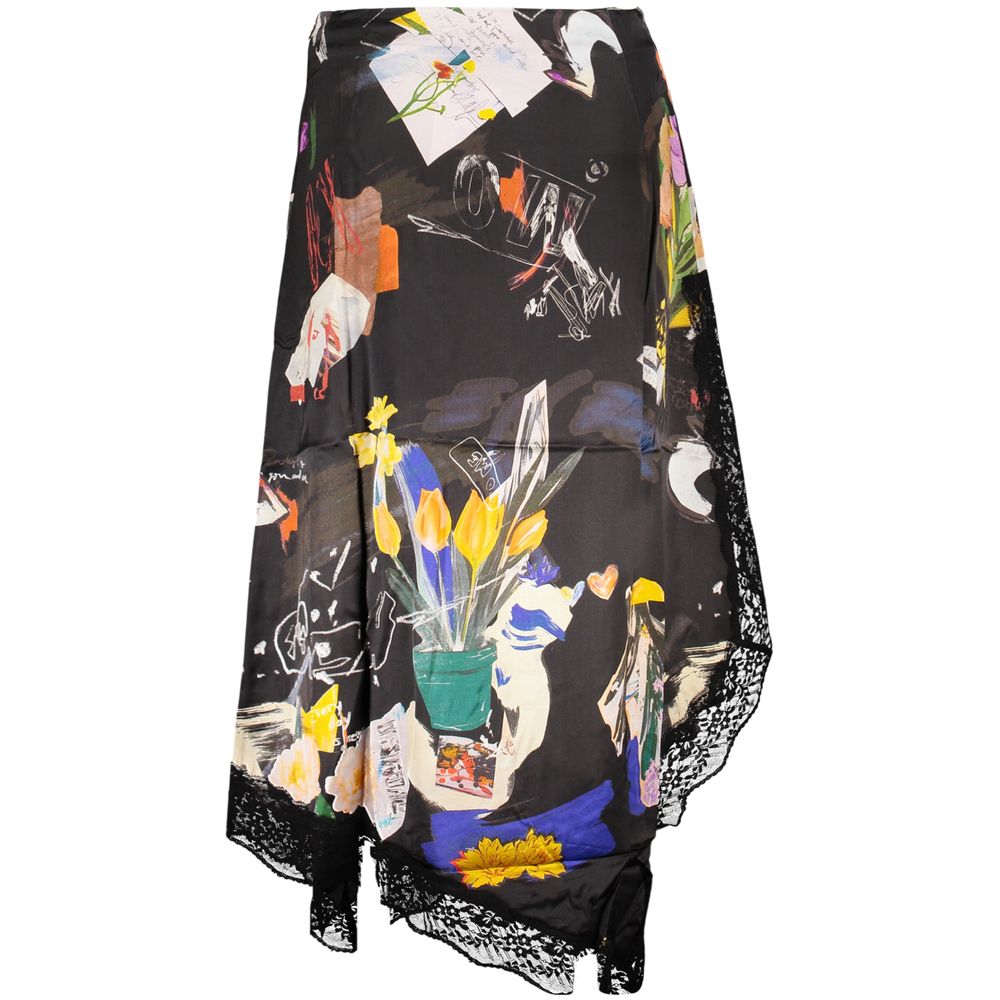 Desigual Black Polyamide Long Skirt - Bold, Artistic Style