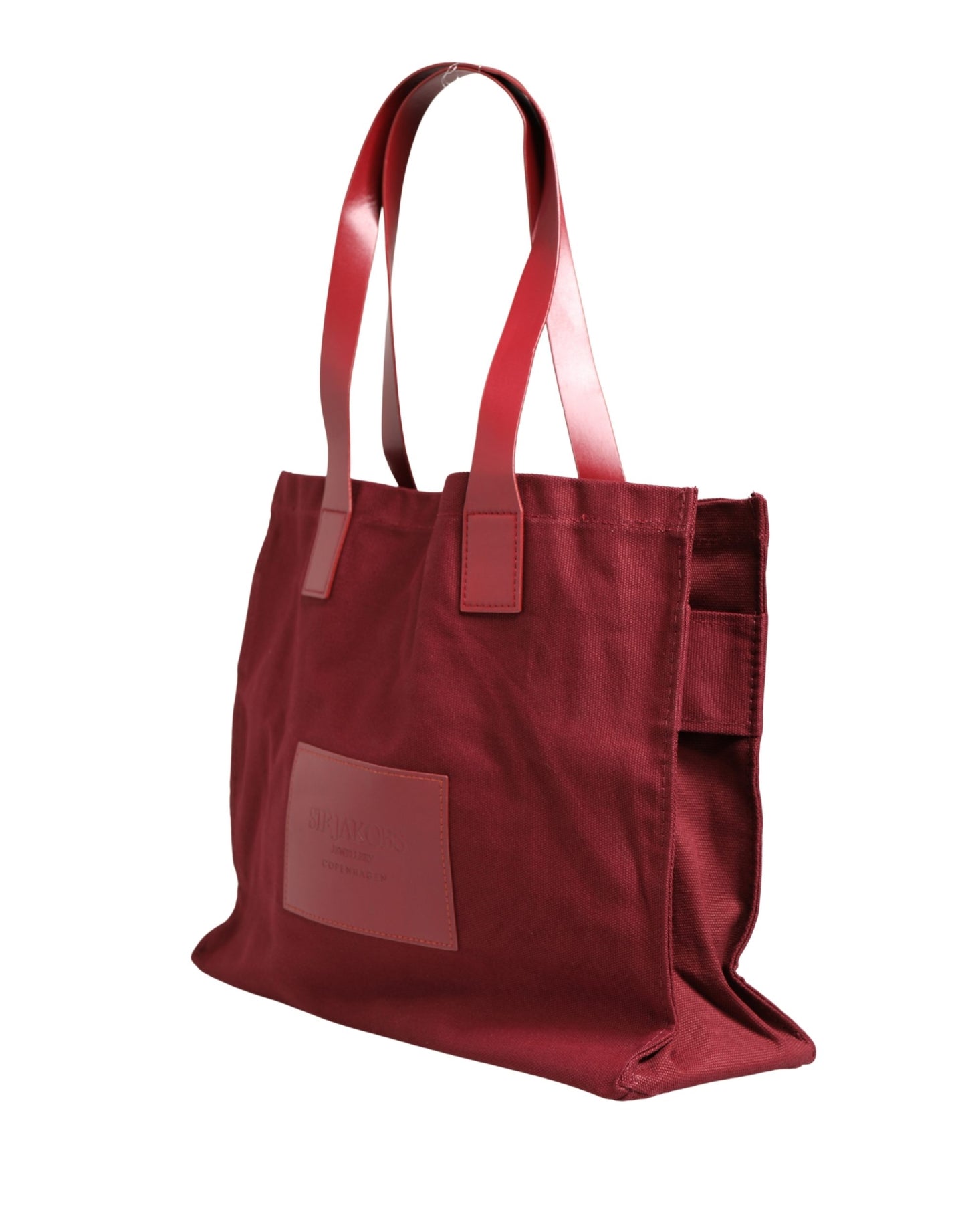 SIF JAKOBS Burgundy Cotton Canvas Shopping Tote Bag for Women