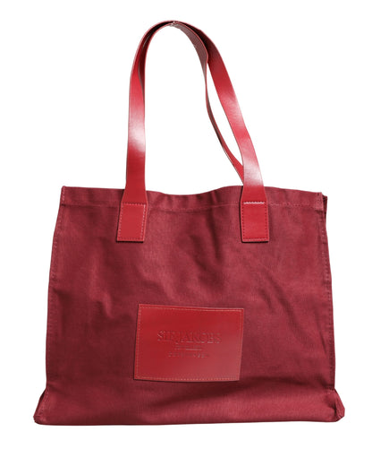 SIF JAKOBS Burgundy Cotton Canvas Shopping Tote Bag for Women