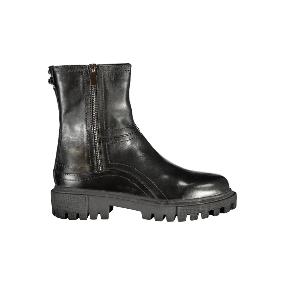 Cafenoir Black Leather Ankle Boot for Women
