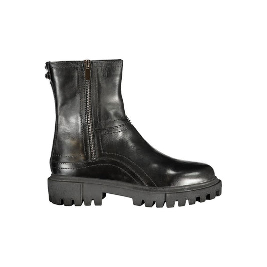 Cafenoir Black Leather Ankle Boot for Women