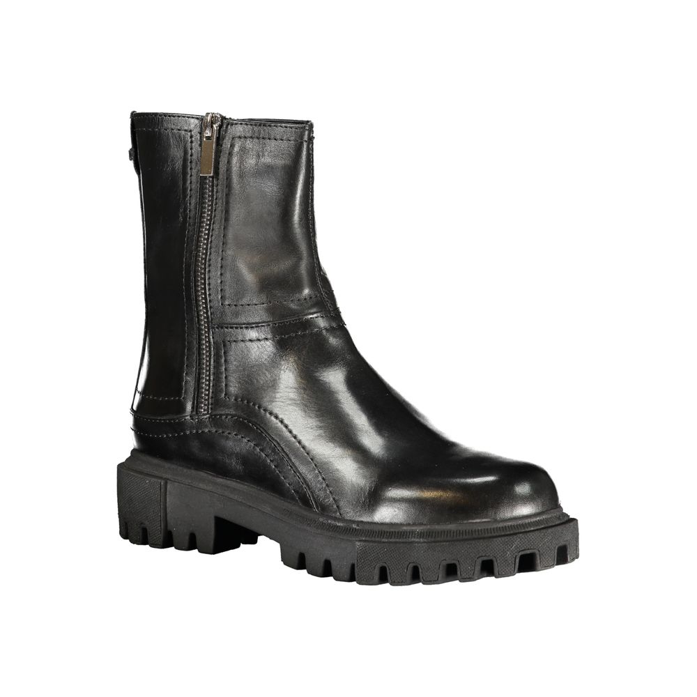 Cafenoir Black Leather Ankle Boot for Women