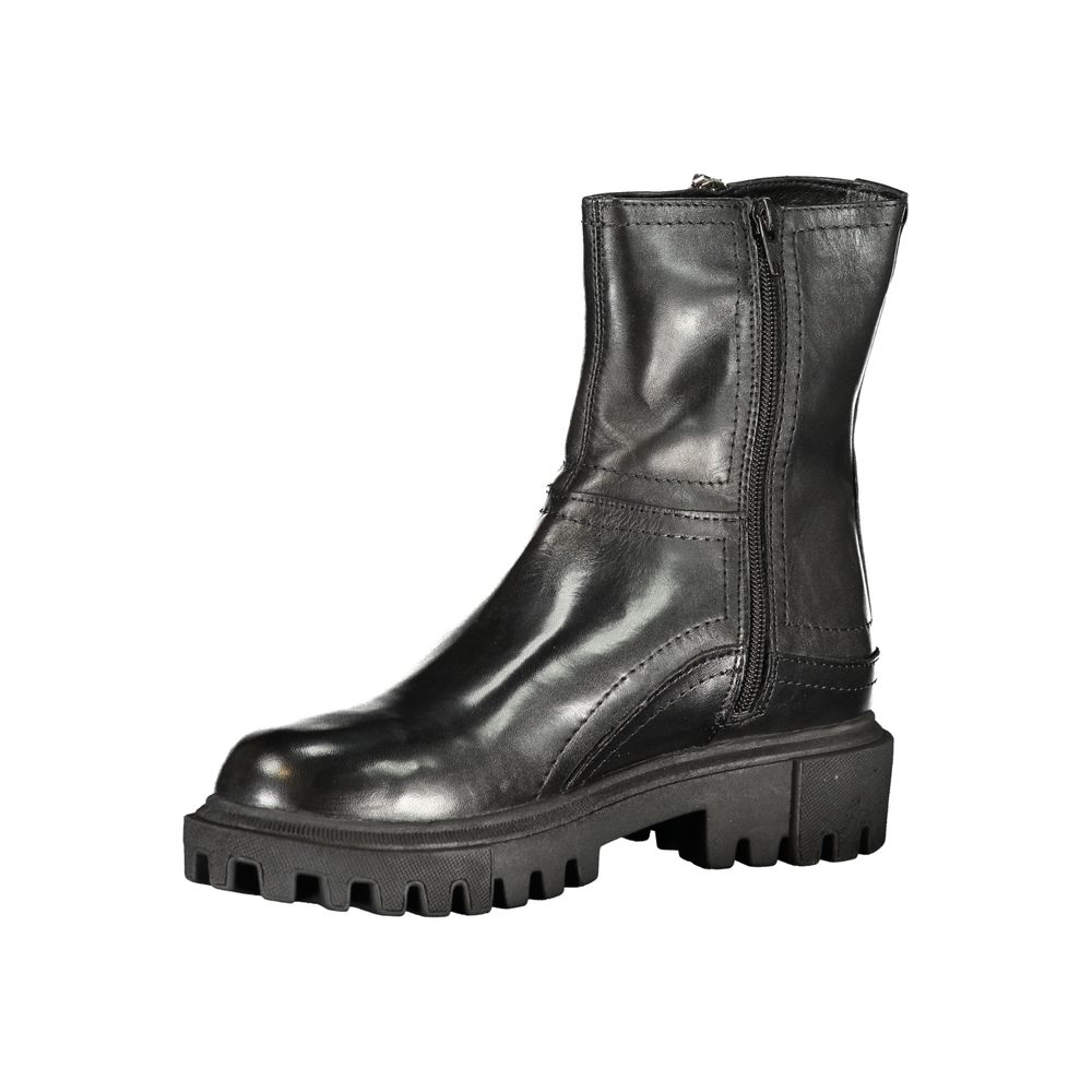 Cafenoir Black Leather Ankle Boot for Women