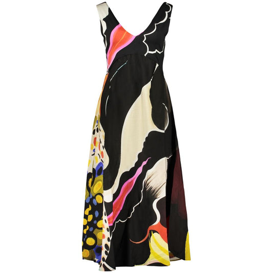 Desigual Black Viscose Women's Dress - Artistic Maxi Creation