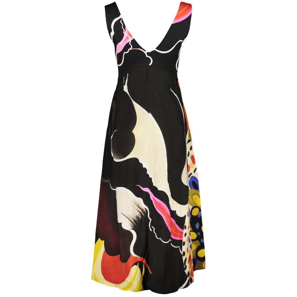 Desigual Black Viscose Women's Dress - Artistic Maxi Creation