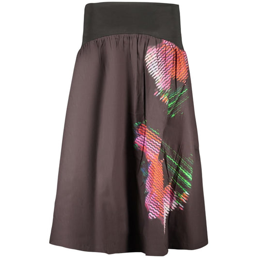 Desigual Black Cotton Long Skirt