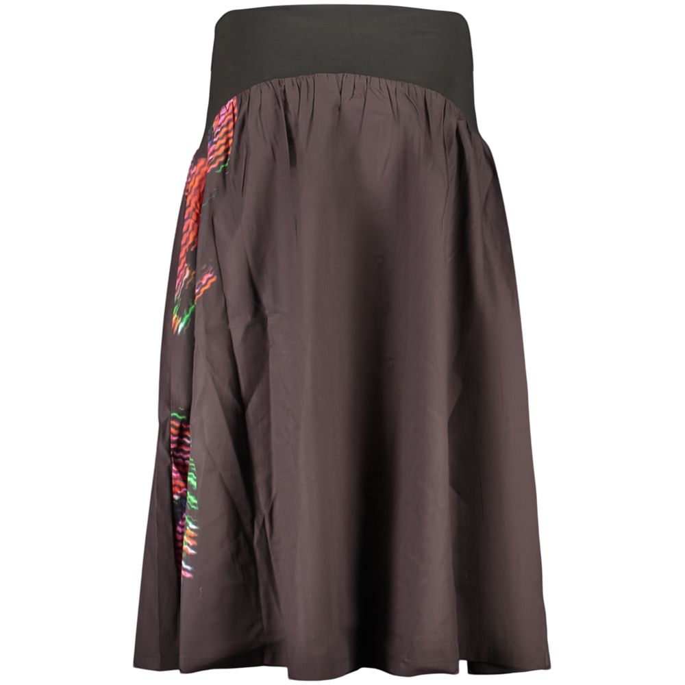 Desigual Black Cotton Long Skirt