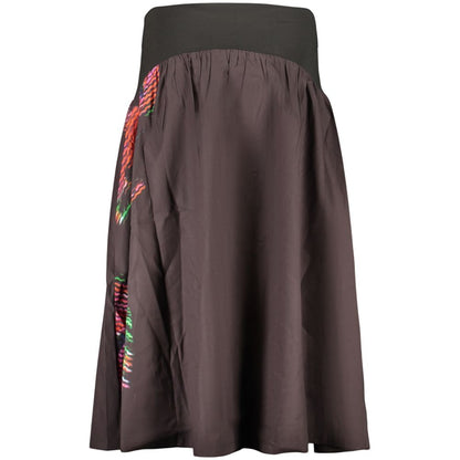 Desigual Black Cotton Long Skirt