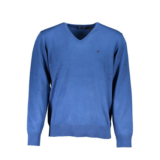 U.S. Grand Polo Blu Viscosa Uomo Maglia Oversized V-Neck Sweater