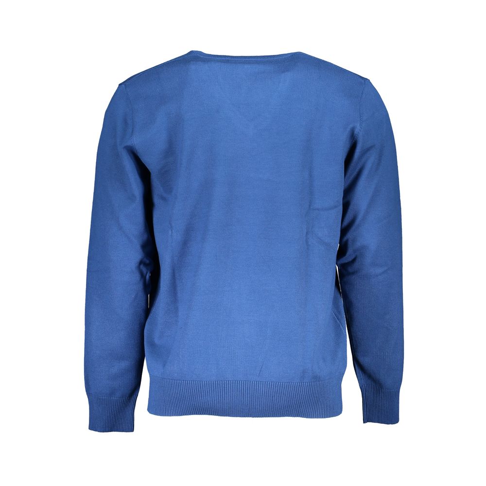 U.S. Grand Polo Blu Viscosa Uomo Maglia Oversized V-Neck Sweater