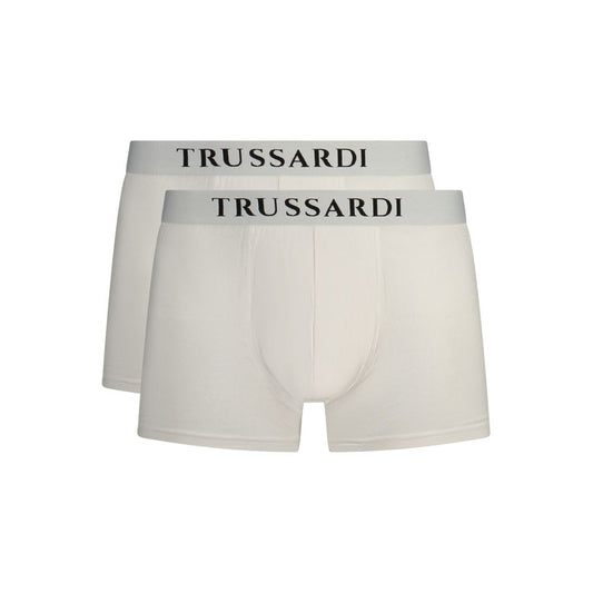 Trussardi Bianco Cotton Men Boxer Short - Pack of Two