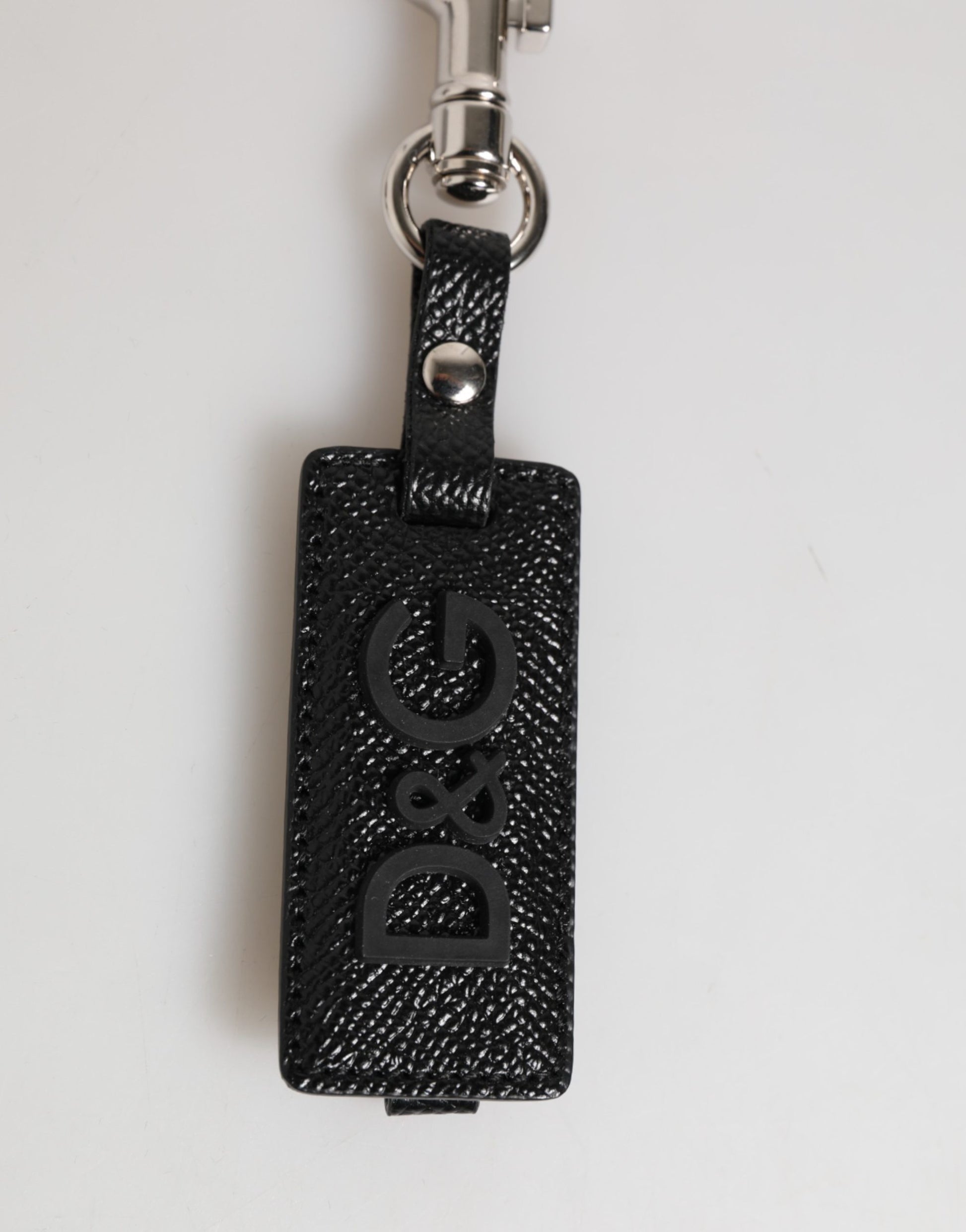 Dolce & Gabbana Black DG Logo Leather Keyring for Men