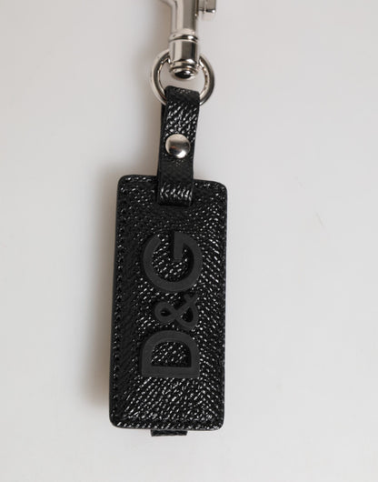 Dolce & Gabbana Black DG Logo Leather Keyring for Men