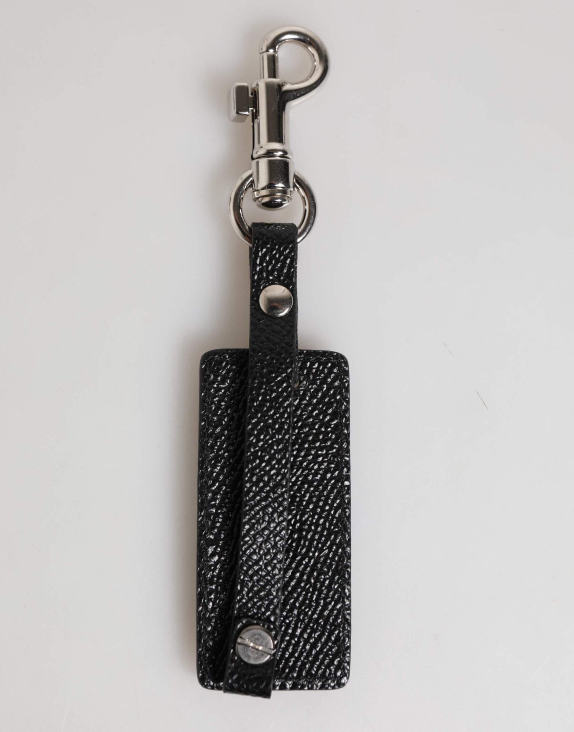 Dolce & Gabbana Black DG Logo Leather Keyring for Men