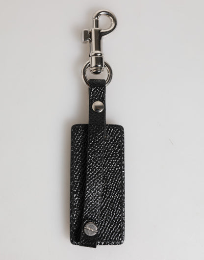 Dolce & Gabbana Black DG Logo Leather Keyring for Men