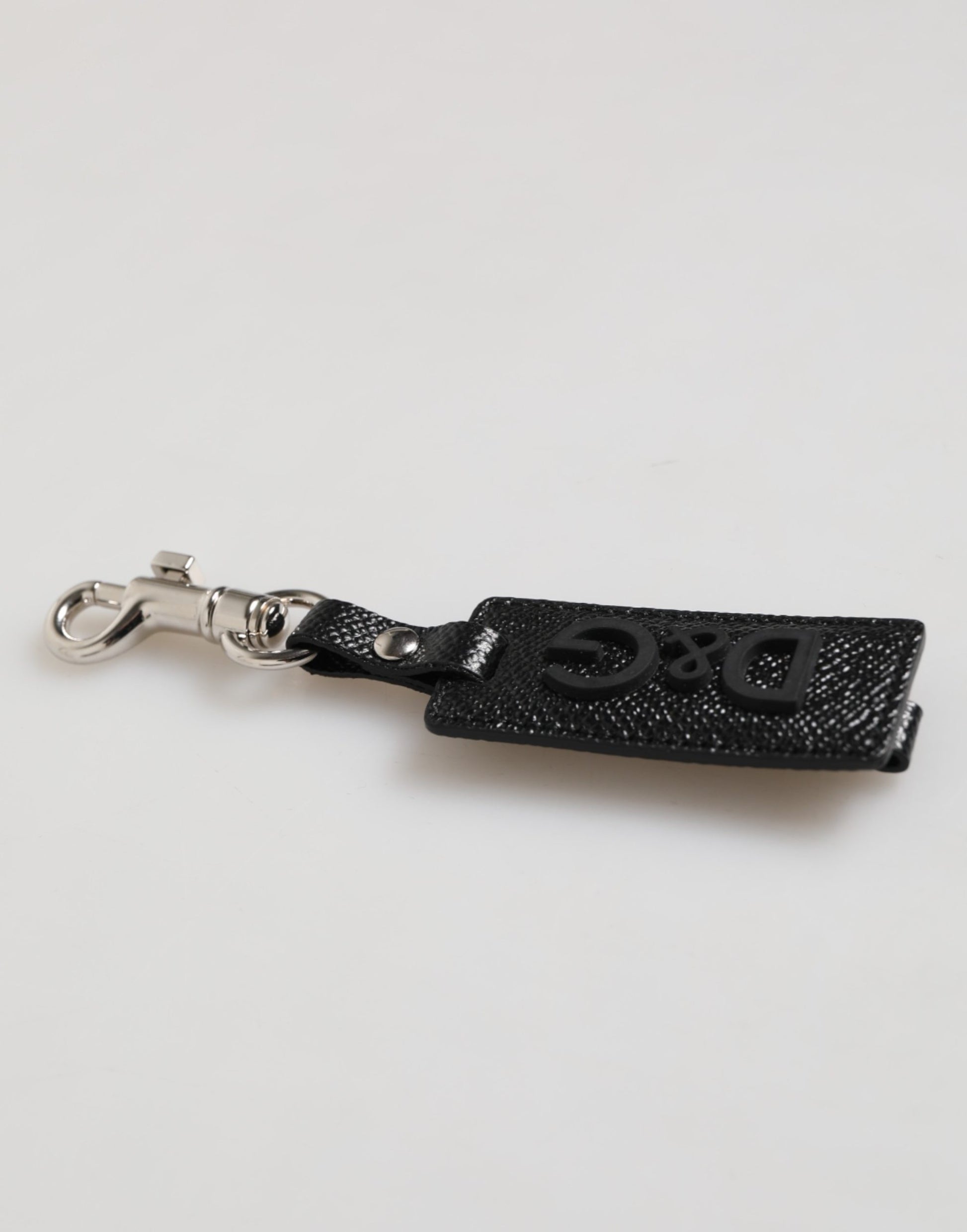 Dolce & Gabbana Black DG Logo Leather Keyring for Men