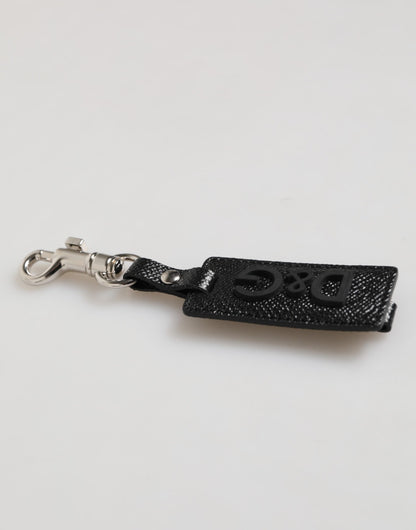 Dolce & Gabbana Black DG Logo Leather Keyring for Men