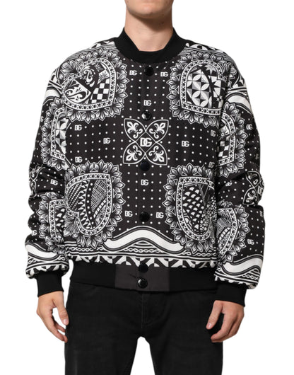 Dolce & Gabbana Black and White Bandana Print Men’s Bomber Jacket