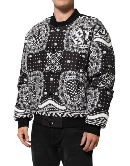 Dolce & Gabbana Black and White Bandana Print Men’s Bomber Jacket