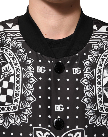 Dolce & Gabbana Black and White Bandana Print Men’s Bomber Jacket