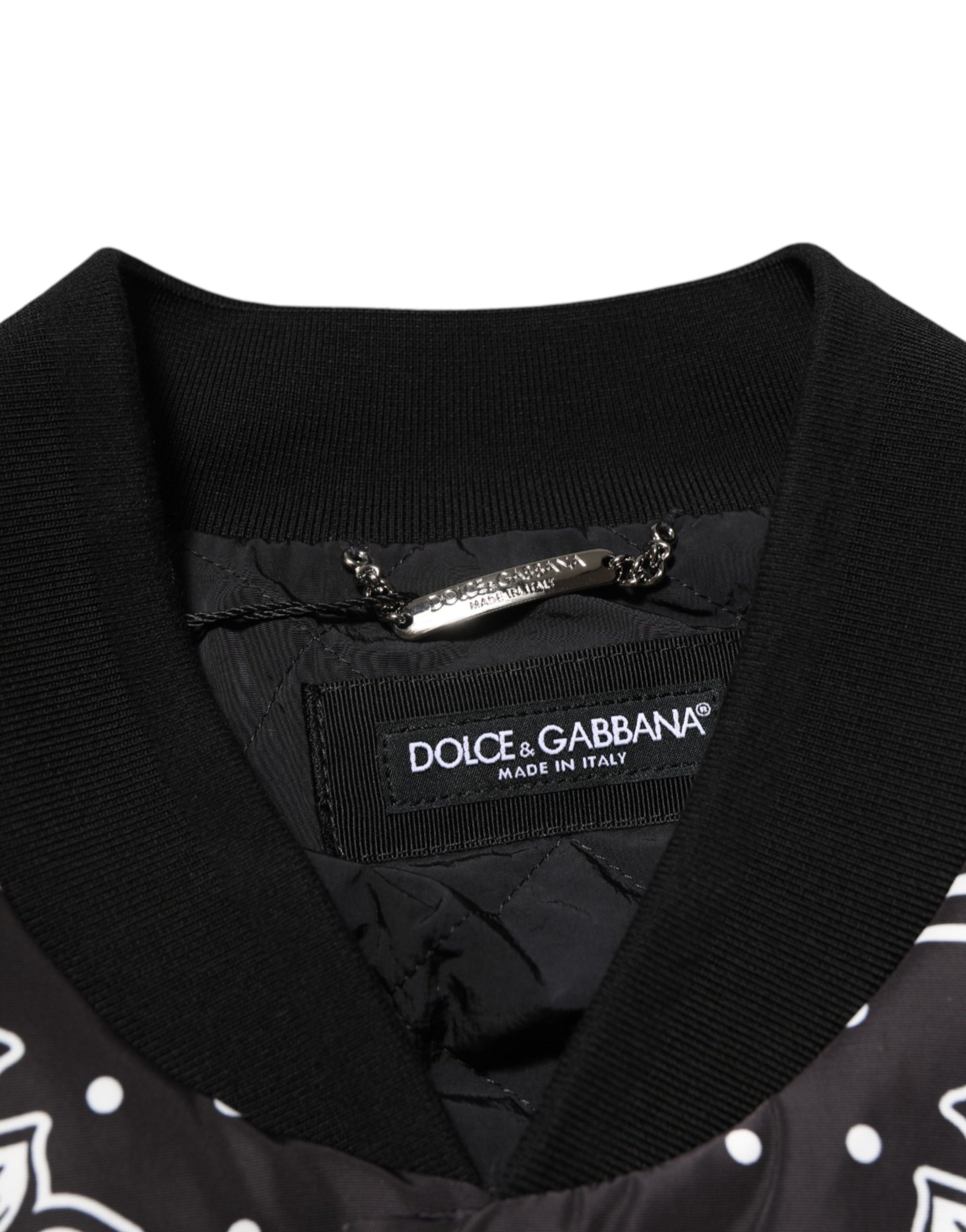 Dolce & Gabbana Black and White Bandana Print Men’s Bomber Jacket