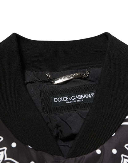 Dolce & Gabbana Black and White Bandana Print Men’s Bomber Jacket