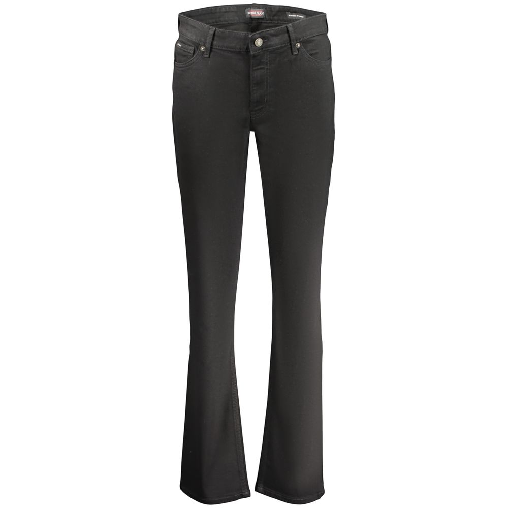 Guess Jeans Black Cotton Women's Mid Rise Straight Jeans