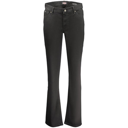 Guess Jeans Black Cotton Women's Mid Rise Straight Jeans