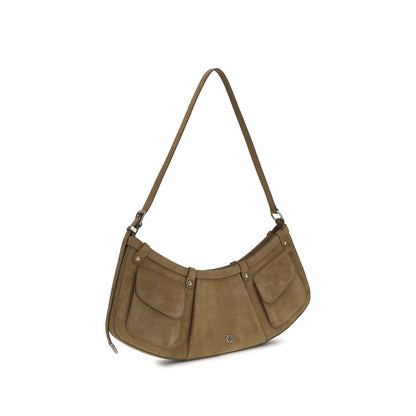 PINKO Large Pocket Body Shoulder Bag in Beige Calf Leather