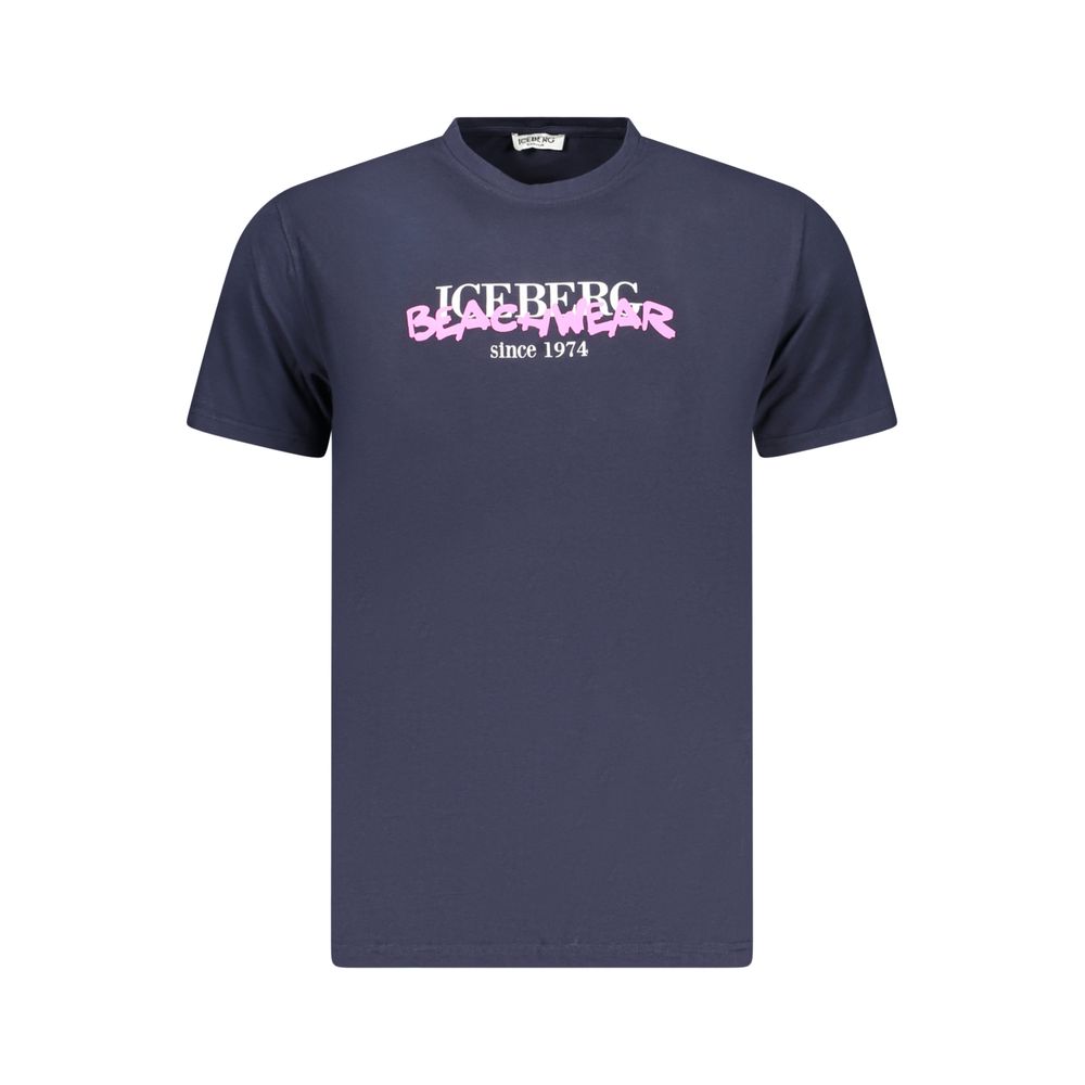 Iceberg Neon Blue Cotton Mens T-Shirt - Bold and Expressive Style