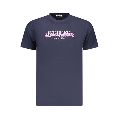 Iceberg Neon Blue Cotton Mens T-Shirt - Bold and Expressive Style